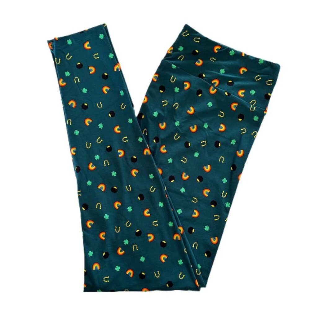 NEW NWT LuLaRoe Rainbow Gold Green Leggings TC Comfy Stretch Soft St Patrick's